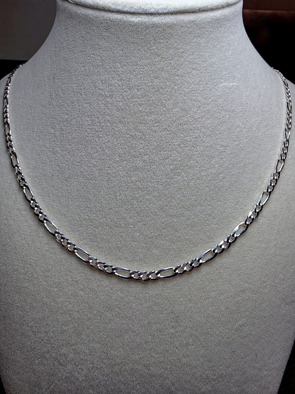 22" 3.5mm Figaro Solid 925 Sterling Silver